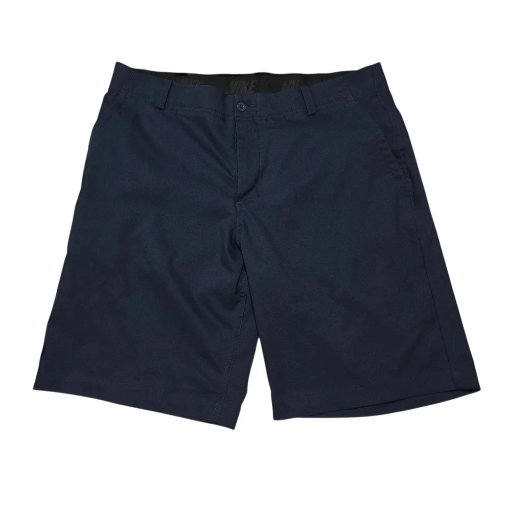 Nike Golf Shorts Mens 34 Navy Blue Dri-Fit Performance Flat Front Chino